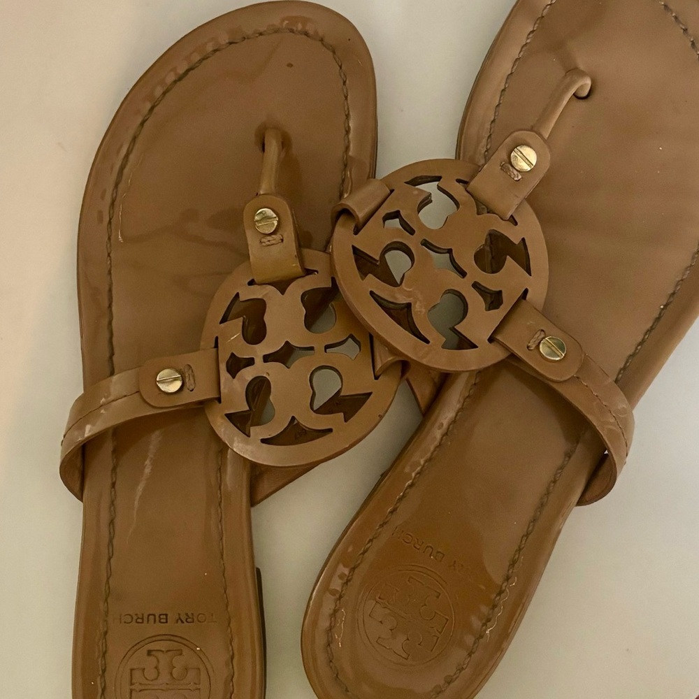 Tory Burch Miller Patent Sandal - Camel